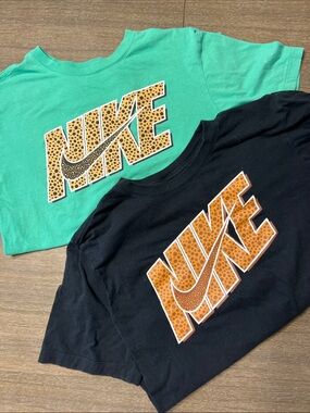 Nike Short Sleeve Logo Tees - Black & Teal Green- one medium one large